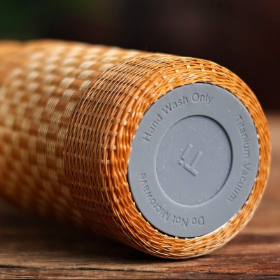 手工竹编陶保温杯大容量保温壶便携温显水杯茶杯水瓶保温瓶小太杯2件图2