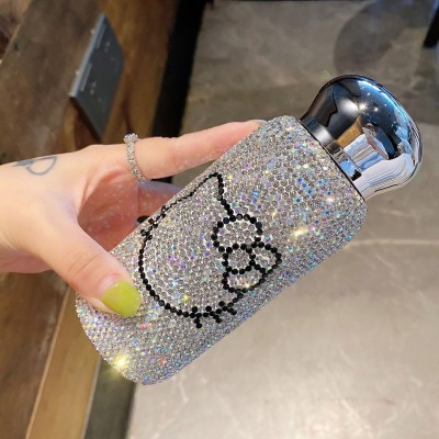 304不锈钢保温杯高级感镶钻ins小猫水杯轻奢车载直身杯精致礼品1个图2