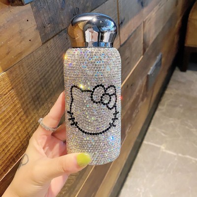 304不锈钢保温杯高级感镶钻ins小猫水杯轻奢车载直身杯精致礼品1个图4