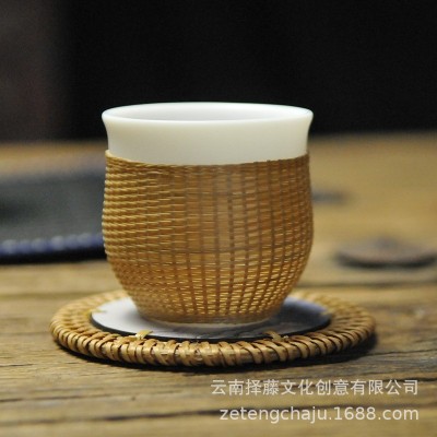 非遗竹丝扣瓷德化羊脂白玉瓷盖碗家用办公室主人杯品茗杯茶具套装1件图3