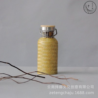 竹丝精编保温杯非遗手工竹丝扣瓷304不锈钢便携旅行茶杯创意礼品2件图5