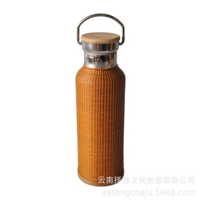 竹丝精编保温杯非遗手工竹丝扣瓷304不锈钢便携旅行茶杯创意礼品2件图4