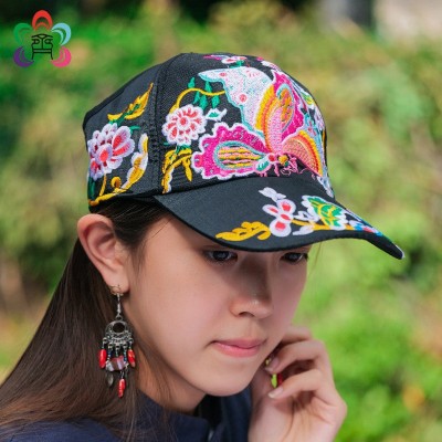 中国民族风绣花太阳帽女士刺绣休闲旅游棒球帽子厂家批发5顶图5