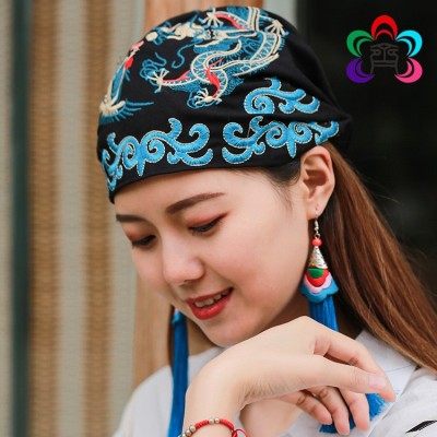 中国民族风绣花头巾帽松紧发篐女刺绣头饰包头帽2顶图4