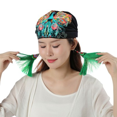 中国民族风绣花头巾帽松紧发篐女刺绣头饰包头帽2顶图2