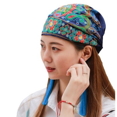 中国民族风绣花头巾帽松紧发篐女刺绣头饰包头帽2顶图5