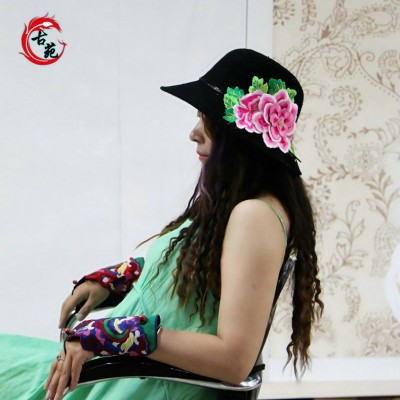 新款民族绣花帽太阳帽四季刺绣帽子遮阳帽草编帽子沙滩帽批发1顶图3