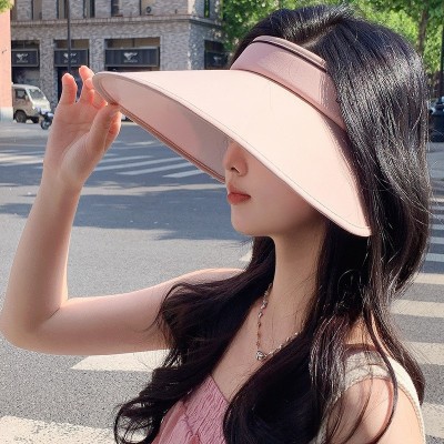 夏季新款遮阳帽大檐透气户外冰丝防晒空顶帽时尚绑带UV太阳帽2顶图3