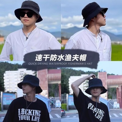 可折叠防水渔夫帽户外登山旅行防晒遮阳帽夏男女薄款骑车太阳帽子1顶图3