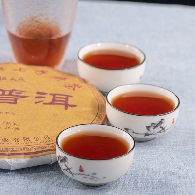 批发地摊茶普洱茶 云南 熟茶357克 陈年 老普洱 勐海干仓七子饼5个图3