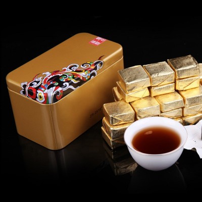 云南普洱熟茶批发小沱茶250g/份陈年普洱 送礼精美盒装小金砖茶叶1盒图2