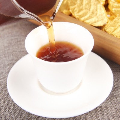 批发云南普洱金叶子勐海茶区古树黄金叶普洱茶熟茶新款金叶子5 00g1包图2