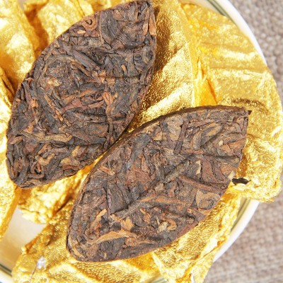 批发云南普洱金叶子勐海茶区古树黄金叶普洱茶熟茶新款金叶子5 00g1包