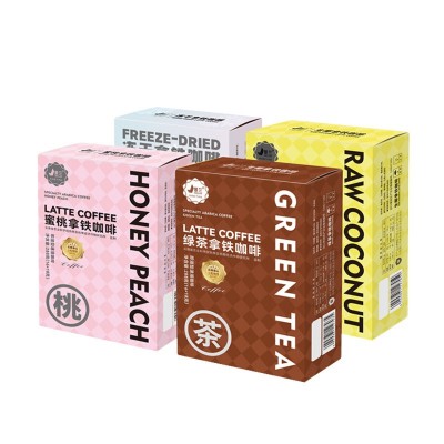 景兰咖啡拿铁系列生椰冻干蜜桃绿茶风味云南小粒3合1速溶咖啡批发2件图4