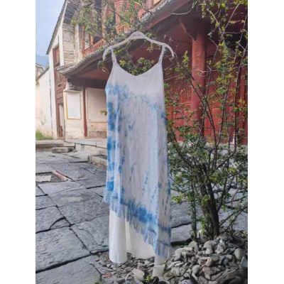 大理特色民族风白族手工扎染裙子夏季新品甜美休闲吊带沙滩连衣裙  2件图2