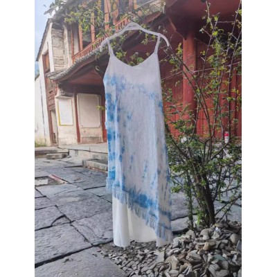 大理特色民族风白族手工扎染裙子夏季新品甜美休闲吊带沙滩连衣裙  2件图4