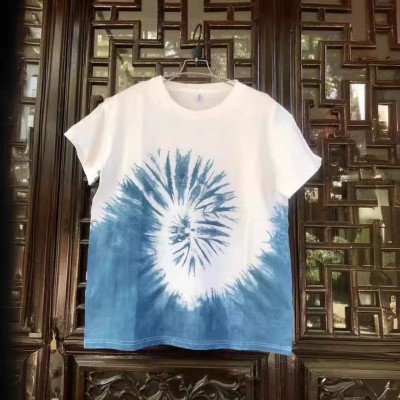 云染大理新款手工古法扎染特色T恤短袖植物染蓝染旅游伴手礼个 2件图5