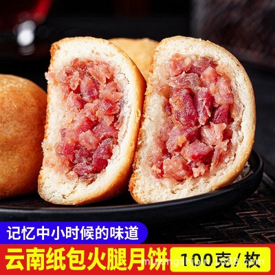 云南特产云腿月饼100g装滇式传统糕点纸包月饼中秋节火腿月饼点心10枚