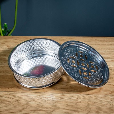 泰国手工镌刻纹理茶盘中式复古功夫茶具小巧便携家用储水圆形茶器 1个图4