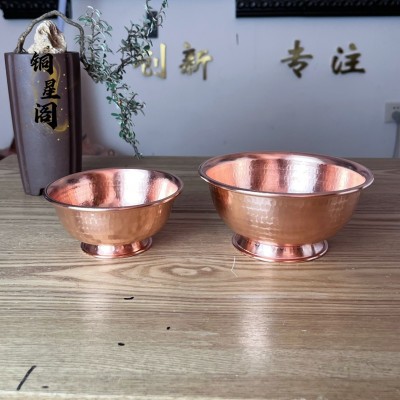 紫铜餐具铜碗铜勺铜筷子纯铜加厚紫铜汤碗调羹饭碗家用饭碗加厚5件