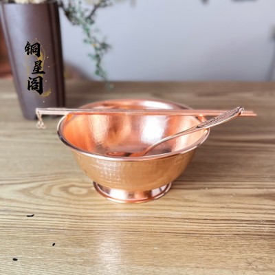 紫铜餐具铜碗铜勺铜筷子纯铜加厚紫铜汤碗调羹饭碗家用饭碗加厚5件图2