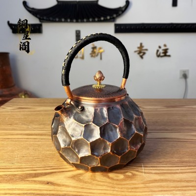 纯手工铜壶一张打纯紫铜铜壶烧水壶煮茶器6件