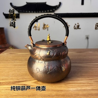 纯手工铜壶一张打纯紫铜铜壶烧水壶煮茶器6件图4