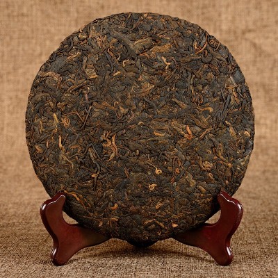 批发云南普洱茶 老班章古树普洱茶357g普洱熟茶七子饼茶金芽熟茶1斤图3