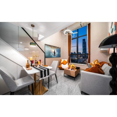绮想暖棕Loft·180°城景大床房（投影+电动晾衣架+戴森吹风机+冰箱+洗衣机）图2