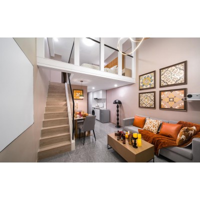 极简巴洛克Loft·180°城景大床房（投影+电动晾衣架+戴森吹风机+冰箱+洗衣机+造型灯）图2