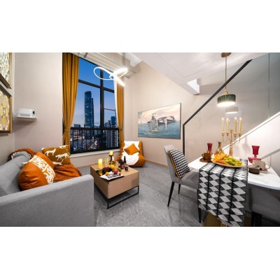 极简巴洛克Loft·180°城景大床房（投影+电动晾衣架+戴森吹风机+冰箱+洗衣机+造型灯）图3