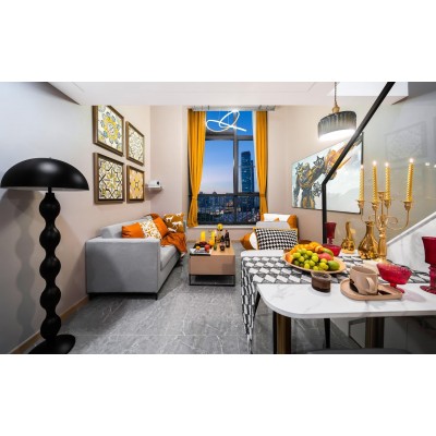 极简巴洛克Loft·180°城景大床房（投影+电动晾衣架+戴森吹风机+冰箱+洗衣机+造型灯）图1
