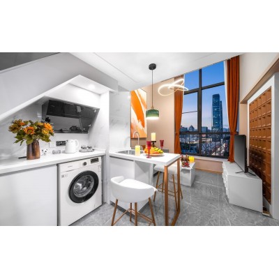 氛围美式Loft·180°高空城景套房（电动晾衣架+戴森吹风机+冰箱+洗衣机）图2