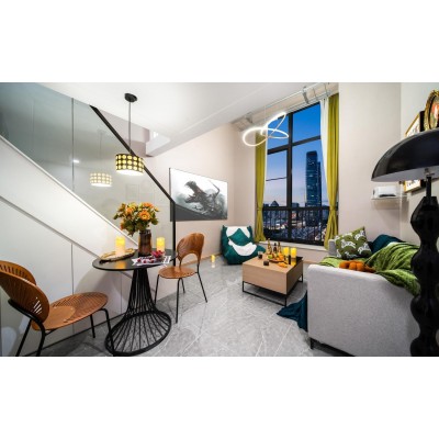 南洋复古风Loft·180°城景大床房（投影+电动晾衣架+戴森吹风机+冰箱+洗衣机）图1