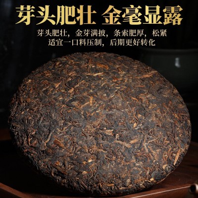 云南普洱茶金奖霸王班章熟茶饼七子饼熟茶特级古树茶叶 老班章357g1包图2
