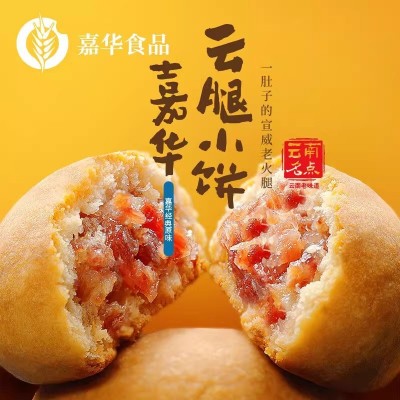 嘉华云腿小饼9枚鲜花蛋黄宣威火腿饼云南特产糕点云腿酥饼零食2袋