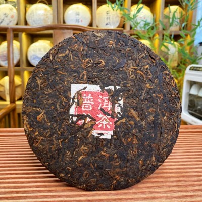 厂家批发2016年班章普洱熟茶 勐海金芽熟茶 熟普普洱茶饼357克1饼图2