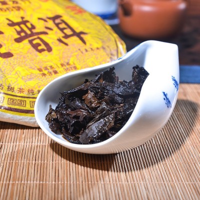 云南茶叶 普洱茶熟茶饼茶老普洱熟茶饼357g 普洱饼茶厂家 直接发货     1包图4