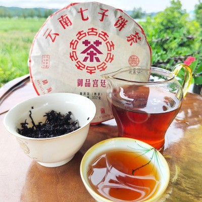 宫廷普洱熟茶金芽普洱茶熟普云南茶饼布朗山七子饼茶厂家直销茶叶     1饼图4