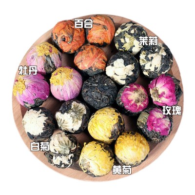 批发 手工龙珠花茶 普洱龙珠茶 生茶沱 玫瑰调味茶 散装6味鲜花茶1斤图4