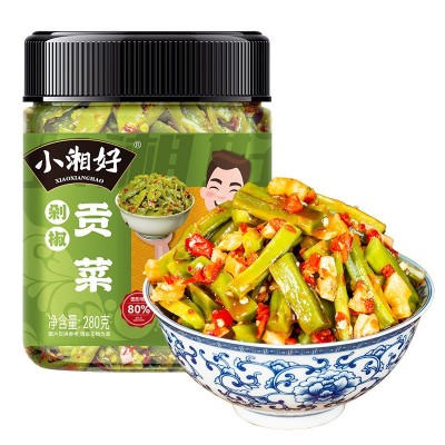 小湘好剁椒贡菜湖南特产脆嫩香辣下饭菜酱菜咸菜即腌菜食拌饭罐装 2个图4