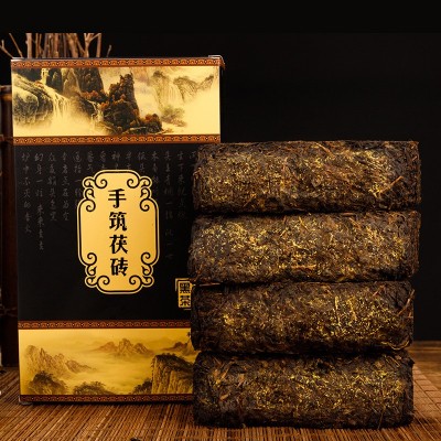 黑茶批发湖南黑茶安化黑茶手筑茯茶砖金花黑茶叶礼盒1kg陈年天茯 1盒