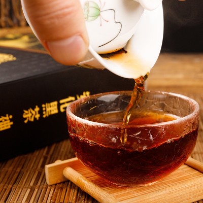 黑茶批发湖南黑茶安化黑茶手筑茯茶砖金花黑茶叶礼盒1kg陈年天茯 1盒图2