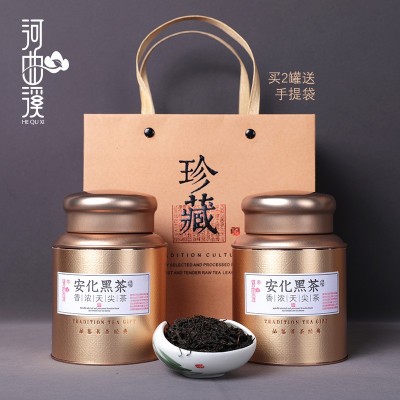 黑茶 湖南安化特产金罐天尖茯砖千两150克散茶礼盒装黑茶厂家直供 1罐图2