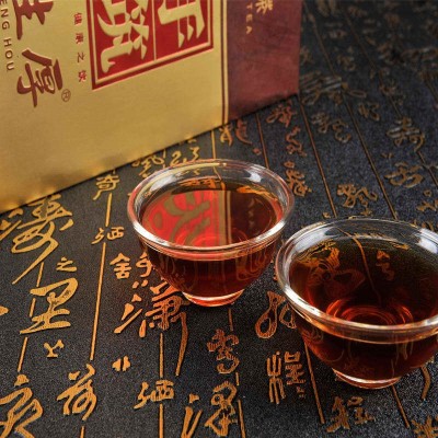 厂家销售安化黑茶金花茯砖茶湖南特产黑茶积生厚原叶手筑茯茶 2片图4