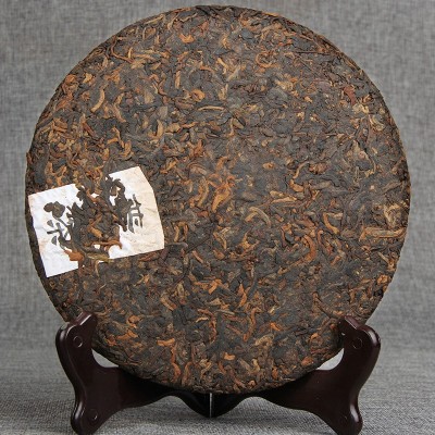 批发宫廷普洱 合昌轩普洱茶 班章金芽 普洱七子饼茶 金芽熟茶1饼图2