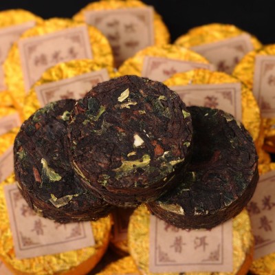 云南普洱小饼茶批发生普洱茶熟茶迷你小沱茶糯米香宫廷古树 纯料7g1斤图3