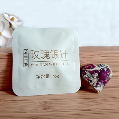 花茶包 玫瑰银针 白毫银针 爱心形状 5克/片 小茶饼 茶叶批发20片图3