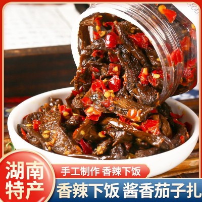 农家特产香辣茄子扎茄子榨油淋酱香茄子皮下饭菜拌饭下酒菜批发 1瓶图2