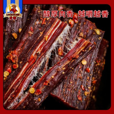 网红零食龙帮藏巴风干猪肉干厂家自销手撕麻辣猪肉干食品批发2袋